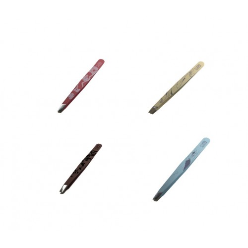 Rubis Slanted Tweezers - Coloured Designs with Eco Pouch